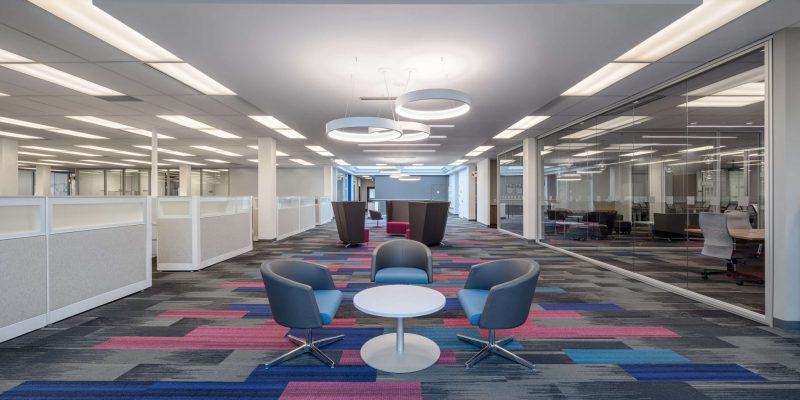 office space with commercial flooring