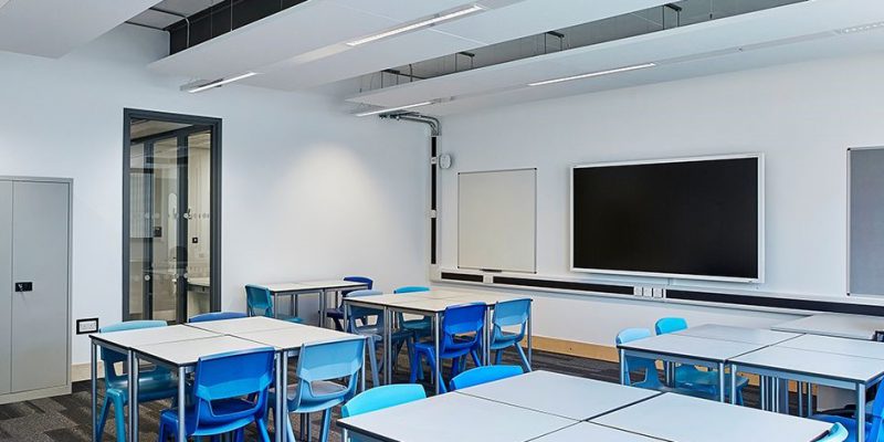 classroom with grey pattern school flooring in birmingham